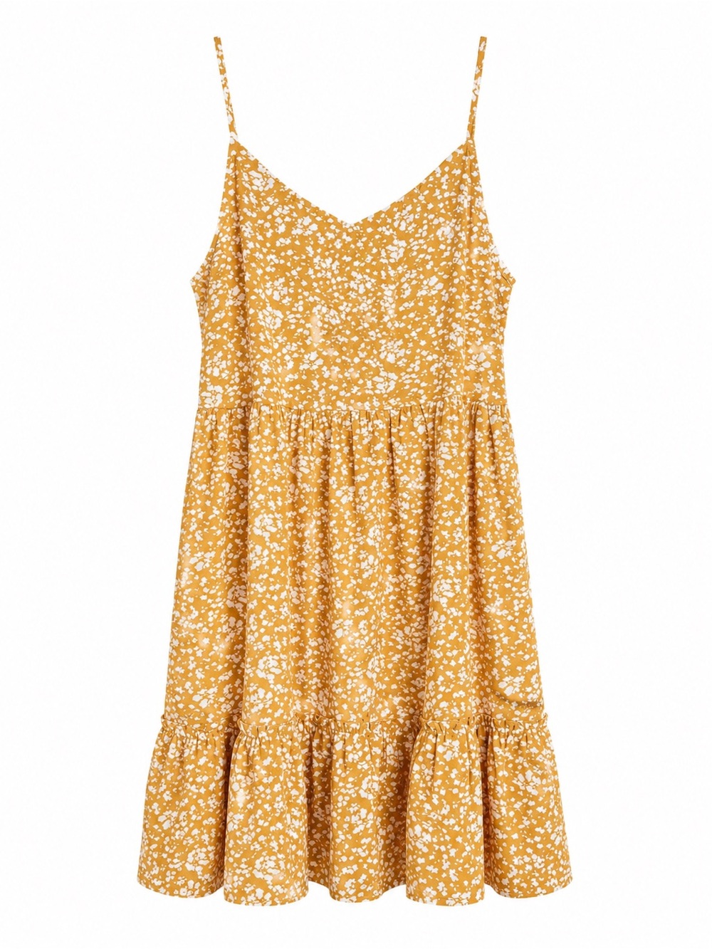 Hayden Los Angeles Mustard Yellow Floral Spaghetti-Strap Mini Dress